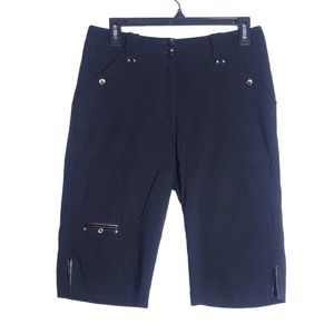Jamie Sadock Women's Black Knee Capris Length Long Golf Shorts 4 Cargo 823116